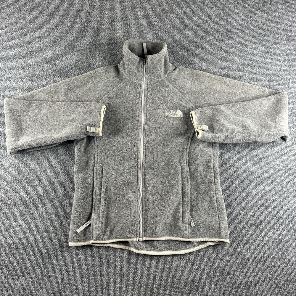 The North Face Jacket Womens S Gray Fleece Full Zip Stand Collar Outdoor Hiking